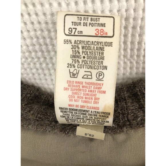 St Michael Vintage Wool Full Zip Knit Lined Cardigan Sweater Jacket Gray Brown - Picture 8 of 11